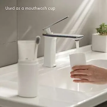 Travel Toothbrush Case, Portable Tooth Brush Holder and Toothpaste Cover Container with Mouthwash Cup, Compact Oral Clean Tools Organizer for Traveling/Camping/School/Home - Large Capacity White