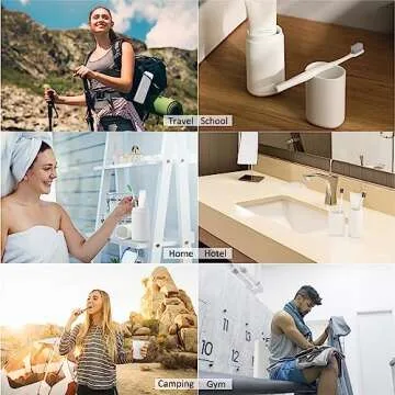 Travel Toothbrush Case, Portable Tooth Brush Holder and Toothpaste Cover Container with Mouthwash Cup, Compact Oral Clean Tools Organizer for Traveling/Camping/School/Home - Large Capacity White