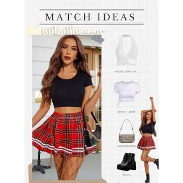 Avidlove Women's Skirts Plaid Skirt for Women Casual Stretchy Pleated Mini Tennis Skater Skirt Basic Skirt School Cheerleader (Black Red Plaid,M)
