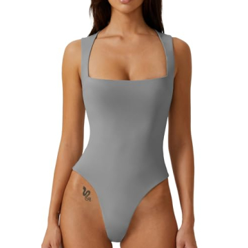 Women's Sexy Square Neck Bodysuit - Comfort and Style