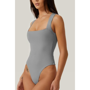 Women's Sexy Square Neck Bodysuit - Comfort and Style