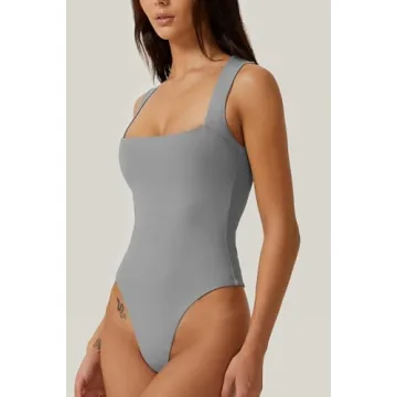 Women's Sexy Square Neck Bodysuit - Comfort and Style