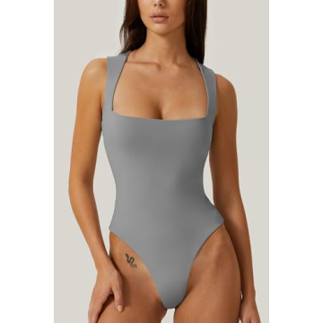 Women's Sexy Square Neck Bodysuit - Comfort and Style