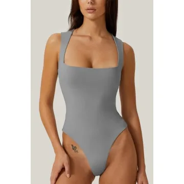 Women's Sexy Square Neck Bodysuit - Comfort and Style