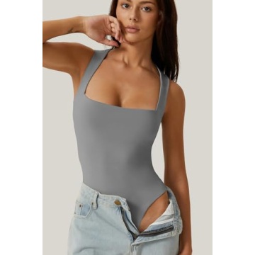 Women's Sexy Square Neck Bodysuit - Comfort and Style