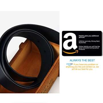 HaloVa Women's Leather Belt, Luxury Dress Genuine Cowhide Belt for Lady Girls, Dark Blue