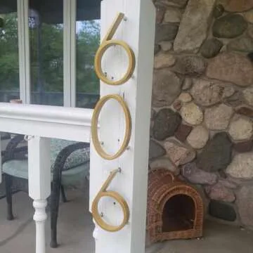 5’’ Floating House Number - Modern Zinc Alloy Address Number with Extended 304 Stainless Steel Screws for Optimal Floating Effect-Gold-Number 6