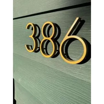 5’’ Floating House Number - Modern Zinc Alloy Address Number with Extended 304 Stainless Steel Screws for Optimal Floating Effect-Gold-Number 6