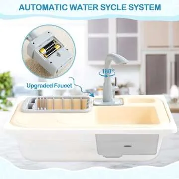 Beright Play Kitchen Sink Toys, Extral Storage Bin Included, Toddler Sink Toys with Upgraded Faucet, Pretend Play Toys Running Water, Perfectly Matched with Beright Sensory Table