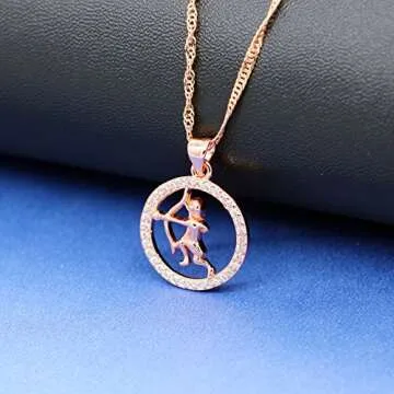 Uloveido 12 Zodiac Sagittarius Angle Necklace with Rose Gold Plated Men Shooter Shape Cubic Zirconia Constellation Pendant Jewelry Necklace Birthday Nov 23rd to Dec 21st Gift N1047