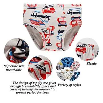 Boboking Little Boys Briefs Dinosaur Truck Toddler Kids Underwear (Pack of 6) 3T/4T