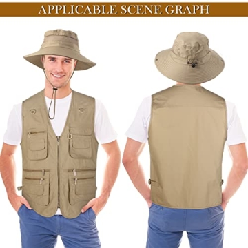 Janmercy Men's Fishing Vest with Hat - Perfect for Outdoors