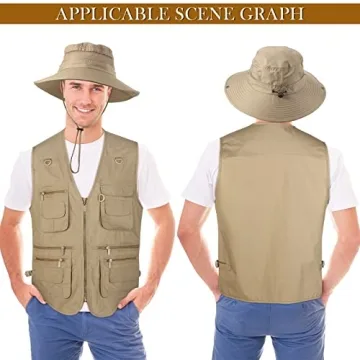 Janmercy Men's Fishing Vest with Hat - Perfect for Outdoors