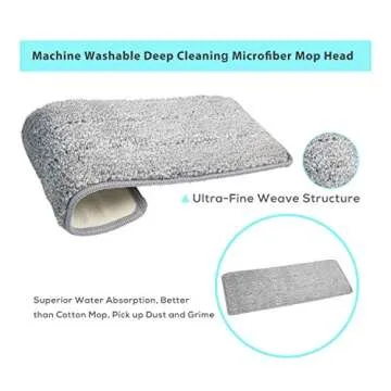 Moppson Flat Mop System with Washable Microfiber Pads