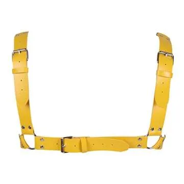 BBOHSS Men's Leather Body Harness Punk Chest Strap Harness Belt Adjustable Gothic Carnival Dance Costume Accessories (Orange yellow)