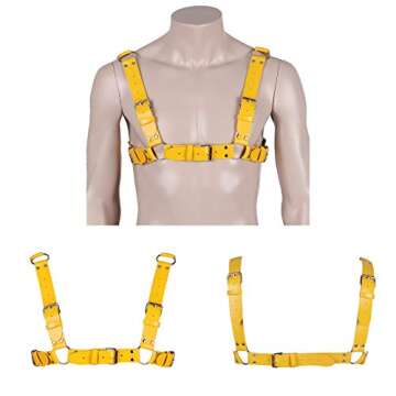BBOHSS Men's Leather Body Harness Punk Chest Strap Harness Belt Adjustable Gothic Carnival Dance Costume Accessories (Orange yellow)