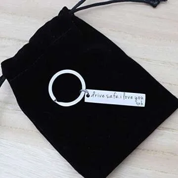 ukebobo Drive Safe Keychain – Drive Safe I Love You Key Chain Gifts for Dad Husband Boyfriend Gifts for Father's day Birthday Gifts Valentine’s Day Gifts – alphabet H