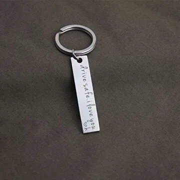 ukebobo Drive Safe Keychain – Drive Safe I Love You Key Chain Gifts for Dad Husband Boyfriend Gifts for Father's day Birthday Gifts Valentine’s Day Gifts – alphabet H