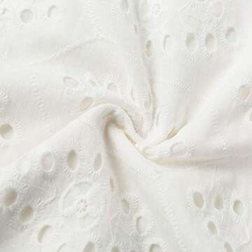 Conmoto Women's Sexy Long Sleeve Lace Ruffle Mini Dress Hollow Out Summer Dress White 4-6