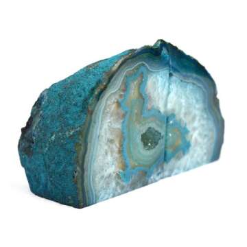 Crystal Allies Gallery: Pair of Small Polished Agate Geode Halves Bookends w/Authentic Stone Card - 1lb to 3lb