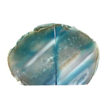 Crystal Allies Gallery: Pair of Small Polished Agate Geode Halves Bookends w/Authentic Stone Card - 1lb to 3lb