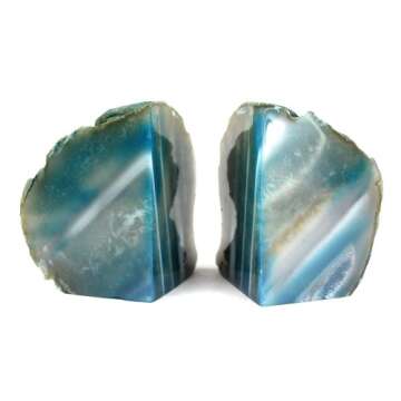 Crystal Allies Gallery: Pair of Small Polished Agate Geode Halves Bookends w/Authentic Stone Card - 1lb to 3lb