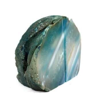 Crystal Allies Gallery: Pair of Small Polished Agate Geode Halves Bookends w/Authentic Stone Card - 1lb to 3lb