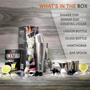 NutriChef Cocktail Shaker Set - 15 Piece Bartender Kit
