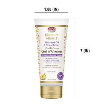 African Pride Moisture Miracle Gel n' Cream - 3-In-1 Curl Training System, Defines Curls, Holds Shape, Hydrates, Adds Shine, Contains Flaxseed Oil & Shea Butter, Defines & Elongates, 6 oz