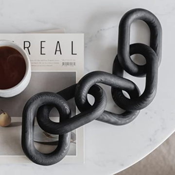 PEAKOLY Wood Chain Link Decor - Modern Coffee Table Decor Items, Black Chain Decor for Coffee Table,...