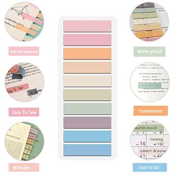 Umbresen Index Tabs - 600 Pcs Colorful Transparent Sticky Note Page Markers