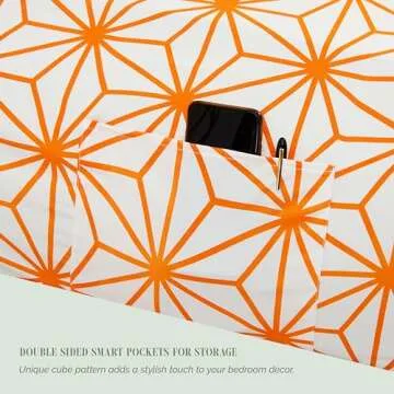 Elegant Comfort Luxury Soft 6-Piece Cube Geometric Pattern Sheet Set - 1500 Premium Quality Microfiber - Wrinkle and Fade Resistant Coziest Bedding Set, All around Elastic Fitted Sheet, King, Orange