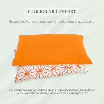 Elegant Comfort Luxury Soft 6-Piece Cube Geometric Pattern Sheet Set - 1500 Premium Quality Microfiber - Wrinkle and Fade Resistant Coziest Bedding Set, All around Elastic Fitted Sheet, King, Orange