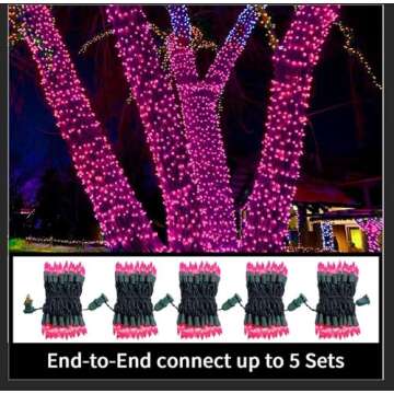 LAMPHOME Super-Bright Extendable Pink Christmas Lights Decoration 100Lights 19.6ft UL Certified Mini Bulb String Lights Set for Outdoor Christmas Tree Garden Holiday Party Patio Wedding Garland Decor