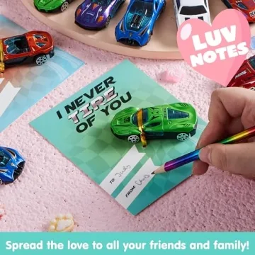 JOYIN 28 Valentine Cards with Die-Cast Cars for Kids