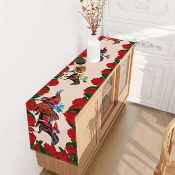 Jiudungs Linen Kentucky Derby Horse Racing Table Runner 72 Inches Horse Race Game Decor Kentucy Derby Party Decoration and Supplies for Home Kitchen Room Table