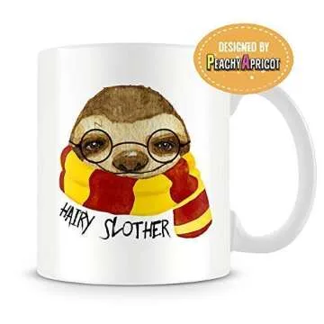 PeachyApricot Hairy Slother Cute Sloth Ceramic Coffee Mug 11oz