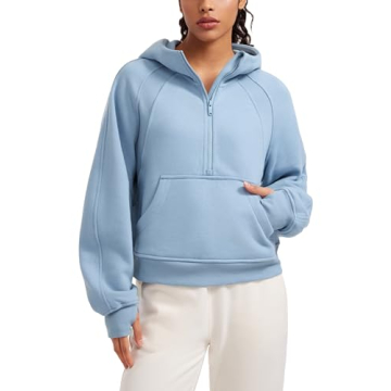 CRZ YOGA Womens Fleece Lined Half Zip Hoodies Pullover Oversized Long Sleeve Casual Workout Sweatshi...