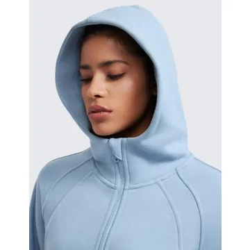 CRZ YOGA Womens Fleece Lined Half Zip Hoodies Pullover Oversized Long Sleeve Casual Workout Sweatshirts with Thumb Holes Cambric Blue X-Large