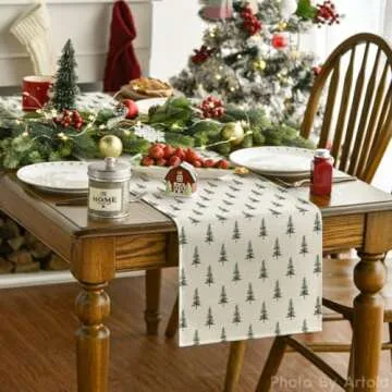 Artoid Mode Beige Xmas Tree Christmas Table Runner, Seasonal Winter Kitchen Dining Table Decoration ...