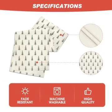 Artoid Mode Beige Xmas Tree Christmas Table Runner, Seasonal Winter Kitchen Dining Table Decoration for Home Party Decor 13x108 Inch