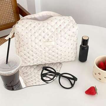 YSONG Makeup Cosmetic Bag ,Cotton Large Travel Organizer Toiletry Bag for Women for Toiletries Acces...