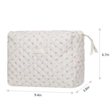 YSONG Makeup Cosmetic Bag ,Cotton Large Travel Organizer Toiletry Bag for Women for Toiletries Accessories Brushes