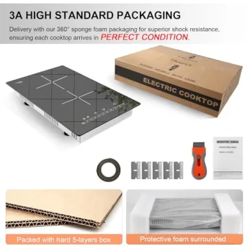 TYEMUI 2 Burner Electric Cooktop 110v Plug in, Portable 2000W Infrared Cooktop Double Burner 12in Ceramic Glass Stove Top Burner, Built In or Countertop for Indoor Outdoor Cooking