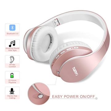 TUINYO Wireless Over Ear Headphones Bluetooth Foldable Design