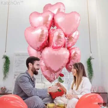 KatchOn, Light Pink Heart Balloons Foil- 18 Inch, Pack of 10 | Heart Shaped Balloons for Pink Birthday Decorations | Galentines Balloons for Galentines Decorations | Valentines Day Decorations