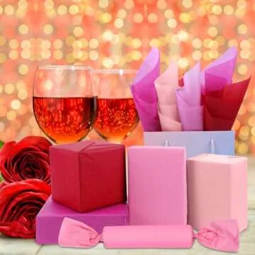 AORZIT Pink Tissue Paper Bulk 80 Sheets Assorted Pink Red Wrapping Tissue Paper Bulk for Gift Bags 14x20 Inch Romantic Tissue Paper for Valentine's Day Mother's Day Birthday Gift Crafts Decor