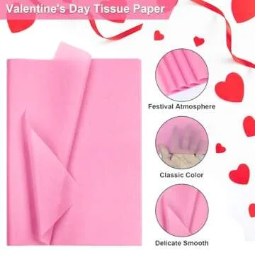 AORZIT Pink Tissue Paper Bulk 80 Sheets Assorted Pink Red Wrapping Tissue Paper Bulk for Gift Bags 14x20 Inch Romantic Tissue Paper for Valentine's Day Mother's Day Birthday Gift Crafts Decor