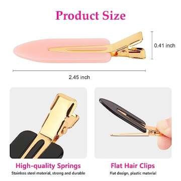 D 6 Pcs Hair Clips No bend Hair Clips No Crease Hair Clip Makeup Clips for Women and Girls Flat Hair...