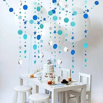Ice Blue Silver Circle Dot Garland Kit for Parties
